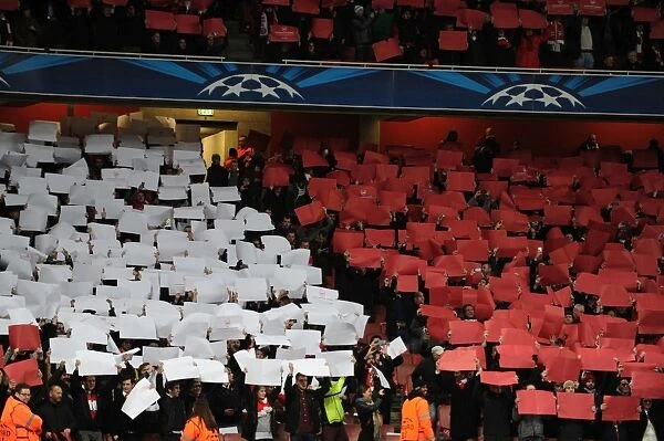 Arsenal Fans Unite: A Sea of Red Cards at the Emirates Stadium (Arsenal v Bayern Munich, UEFA Champions League 2013-14)