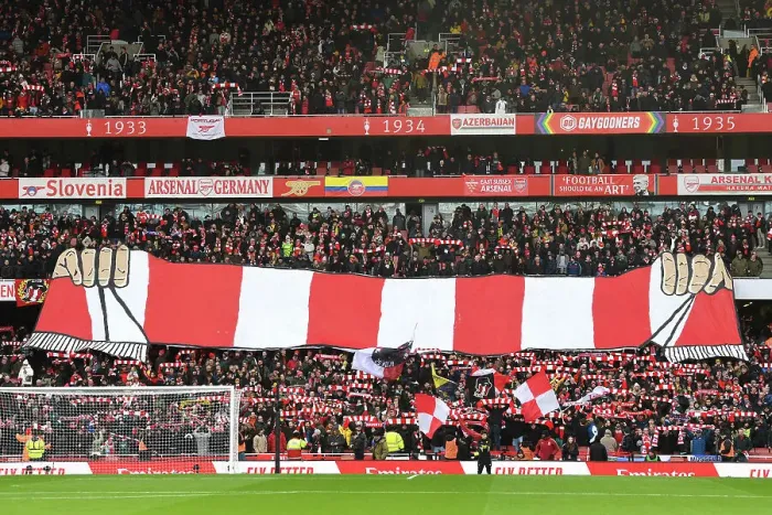 Framed Print : Arsenal Fans Unite: A Sea of Red and White before Arsenal vs. Crystal Palace, 2023-24 Framed Print : Arsenal Fans Unite: A Sea of Red and White before Arsenal vs. Crystal Palace, 2023-24