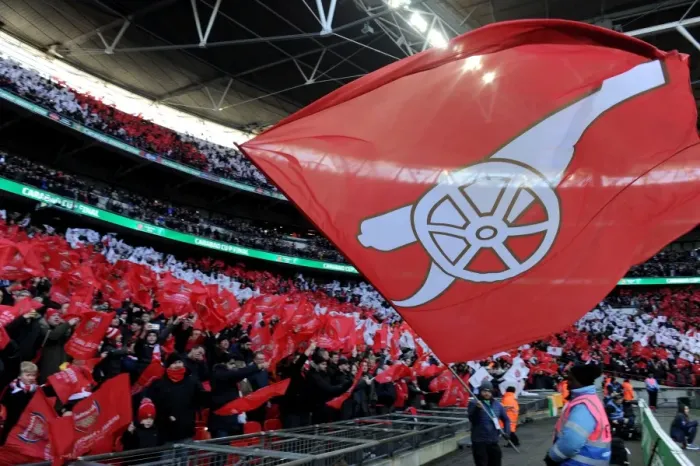 Framed Print : Arsenal Fans Unite: Wembley Stadium Showdown - Arsenal vs Manchester City Carabao Cup Final