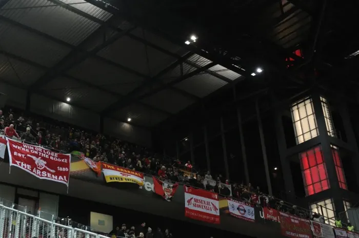 Framed Print : Arsenal Fans United: Europa Cup Battle at Koln Stadium