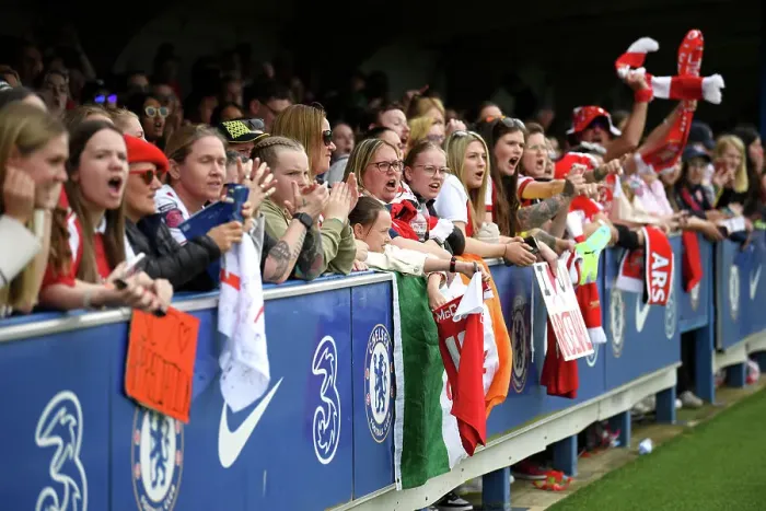 Framed Print : Arsenal Fans United: FA Women's Super League Showdown - Chelsea vs. Arsenal, Kingston upon Thames 2023