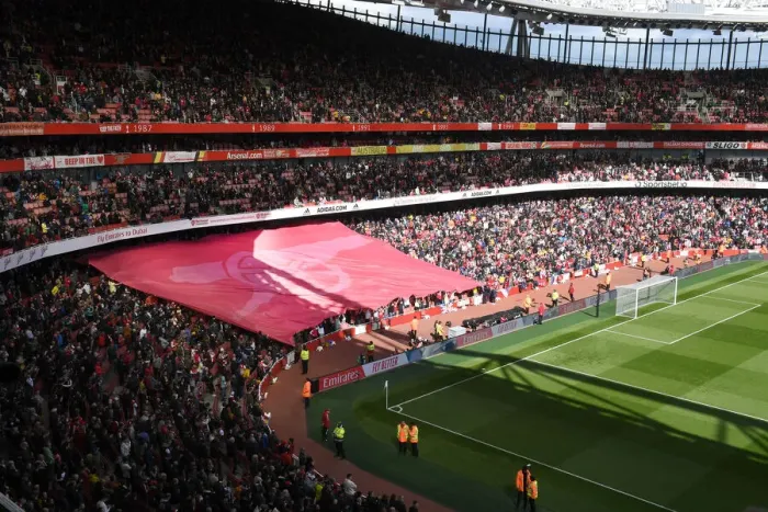 Framed Print : Arsenal Fans Unveil New Banner Before Arsenal v Brighton & Hove Albion Premier League Match