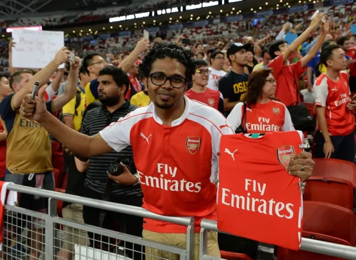Framed Print : Arsenal Fan's Unwavering Passion: Arsenal v Singapore XI, Barclays Asia Trophy, Kallang, Singapore (July 15, 2015) Framed Print : Arsenal Fan's Unwavering Passion: Arsenal v Singapore XI, Barclays Asia Trophy, Kallang, Singapore (July 15, 2015)