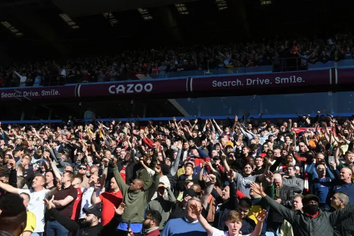 Framed Print : Arsenal Fans Unwavering Passion at Aston Villa vs Arsenal, Premier League 2021-22