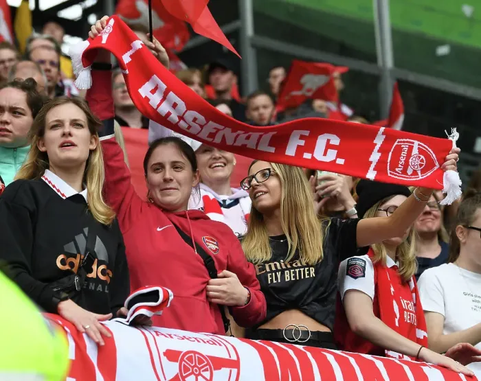 Framed Print : Arsenal Fans at VfL Wolfsburg Semifinal: UEFA Women's Champions League 2022-23 Framed Print : Arsenal Fans at VfL Wolfsburg Semifinal: UEFA Women's Champions League 2022-23
