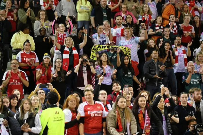 Framed Print : Arsenal Fans Watch Manchester United vs Arsenal - Barclays Women's Super League Clash (2023-24)