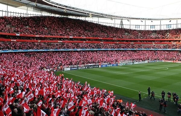 Arsenal Fans Wave Flags Amidst Semi-Final Defeat: Arsenal 1-3 Manchester United, UEFA Champions League, Emirates Stadium, 2009