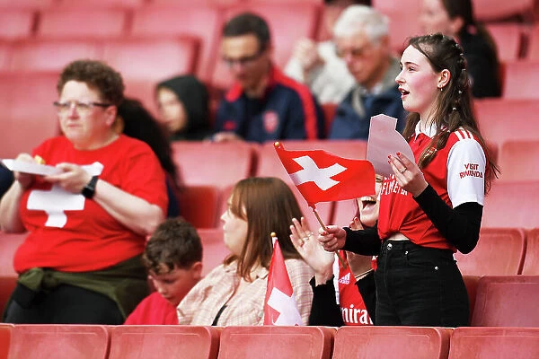 Arsenal Fans Wave Switzerland Flag in Support of Lia Waelti at UEFA Women's Champions League Semifinal vs VfL Wolfsburg