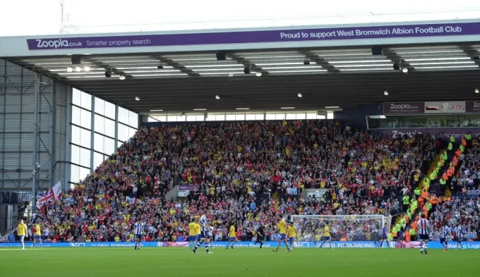 Framed Print : Arsenal fans. West Bromwich Albion 1: 1 Arsenal. Barclays Premier League. The Hawthorns, 6  /  10  /  13