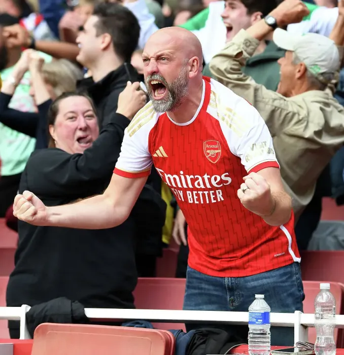 Framed Print : Arsenal Fans Go Wild: Celebrating the Second Goal Against Tottenham in the 2023-24 Premier League Framed Print : Arsenal Fans Go Wild: Celebrating the Second Goal Against Tottenham in the 2023-24 Premier League