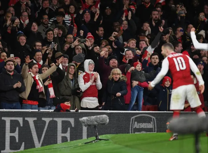 Framed Print : Arsenal Fans Go Wild: Granit Xhaka Scores Second Goal vs. Chelsea in Carabao Cup Semi-Final