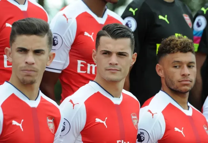 Framed Print : Arsenal FC 2016-17 Squad Photo: Granit Xhaka