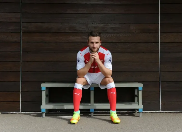 Framed Print : Arsenal FC 2016-17 Squad: Shkodran Mustafi at Arsenal's First Team Photocall