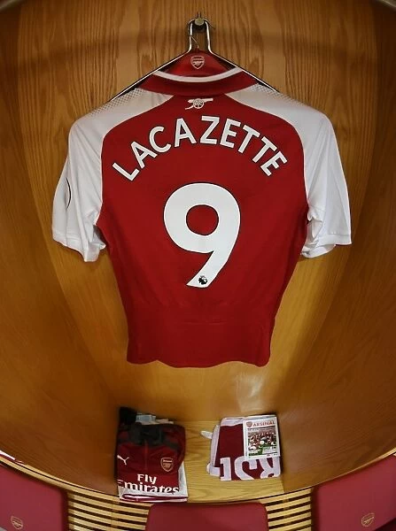Arsenal FC: Alex Lacazette's Emirates Shirt Before Arsenal vs Leicester City (2017-18)