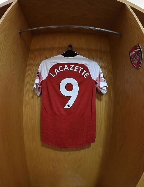 Arsenal FC: Alex Lacazette's Shirt in the Changing Room before Arsenal vs Newcastle United (2018-19)
