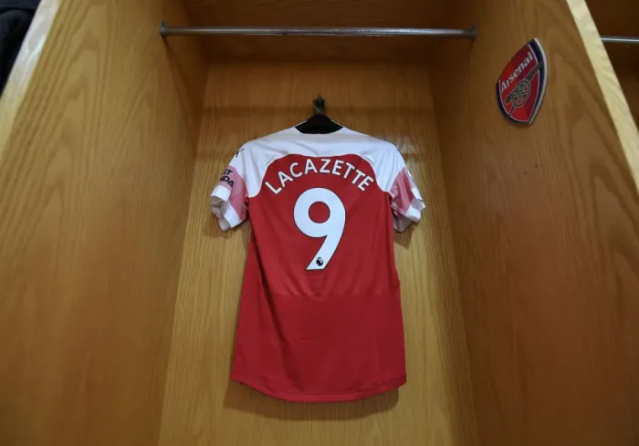 Framed Print : Arsenal FC: Alexandre Lacazette's Match-Ready Shirt (Arsenal v Burnley, 2018-19)