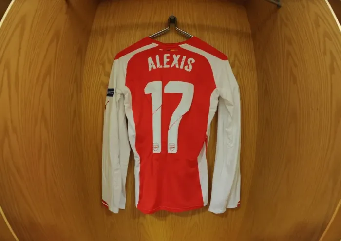 Framed Print : Arsenal FC: Alexis Sanchez's Hanging Kit - Arsenal v RSC Anderlecht, UEFA Champions League (2014) Framed Print : Arsenal FC: Alexis Sanchez's Hanging Kit - Arsenal v RSC Anderlecht, UEFA Champions League (2014)