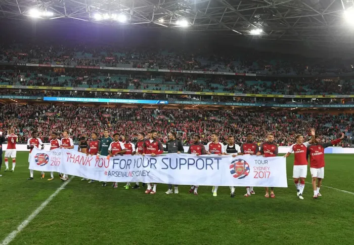 Framed Print : Arsenal FC Appreciates Sydney Fans After Western Sydney Wanderers Match Framed Print : Arsenal FC Appreciates Sydney Fans After Western Sydney Wanderers Match