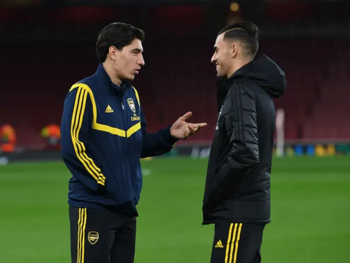 Framed Print : Arsenal FC: Bellerin and Ceballos Unite Ahead of Arsenal vs Vitoria Guimaraes - UEFA Europa League 2019-20