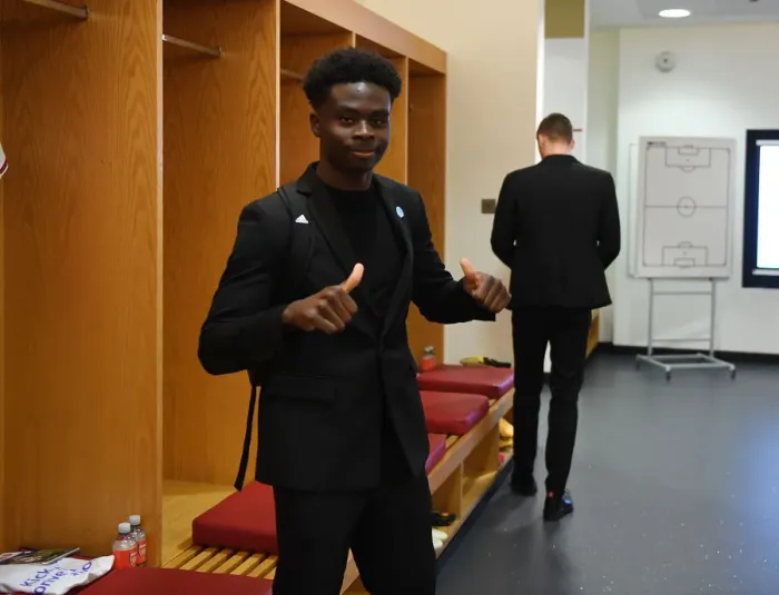 Framed Print : Arsenal FC: Bukayo Saka in the Changing Room - Arsenal vs Newcastle United, Premier League (2019-20)