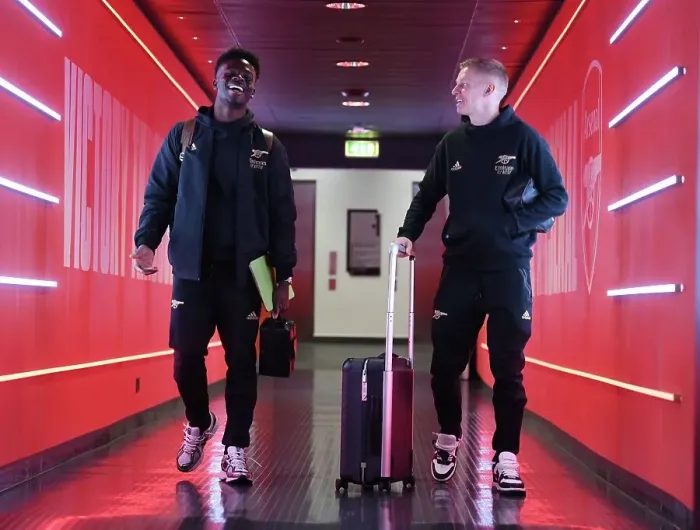 Framed Print : Arsenal FC: Bukayo Saka and Oleksandr Zinchenko Arrive Ahead of Arsenal v Crystal Palace (2022-23) Framed Print : Arsenal FC: Bukayo Saka and Oleksandr Zinchenko Arrive Ahead of Arsenal v Crystal Palace (2022-23)