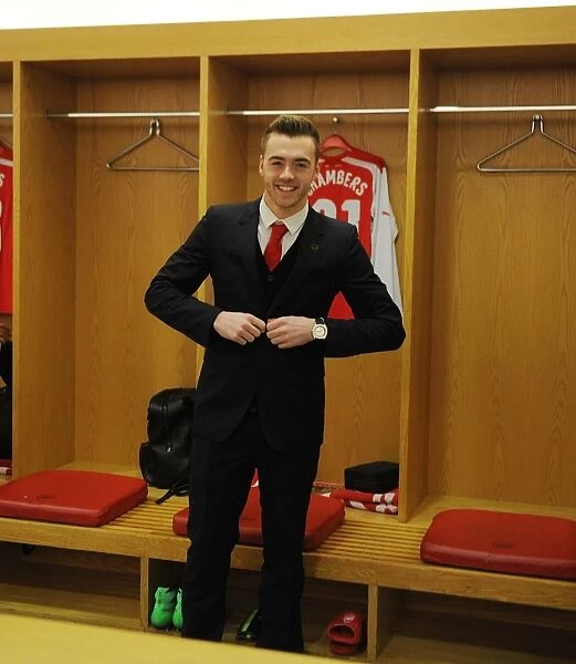 Arsenal FC: Calum Chambers in the Home Changing Room before FA Cup Fifth Round vs Middlesbrough