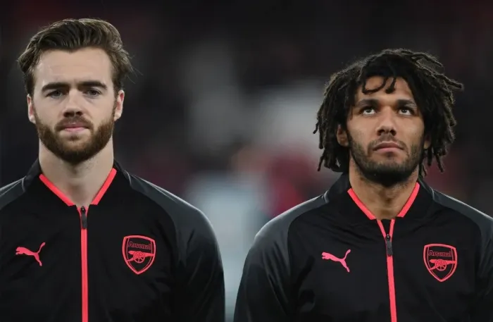 Framed Print : Arsenal FC: Calum Chambers and Mohamed Elneny Prepare for BATE Borisov Clash in Europa League