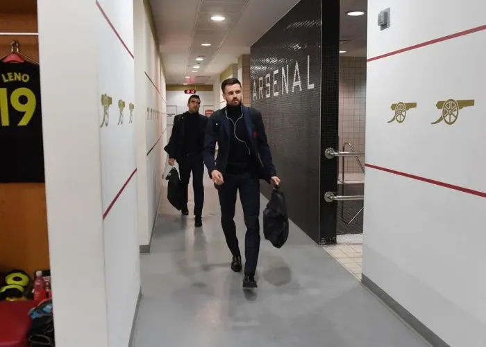 Framed Print : Arsenal FC: Carl Jenkinson in the Changing Room - Arsenal vs. AFC Bournemouth, 2018-19 Season