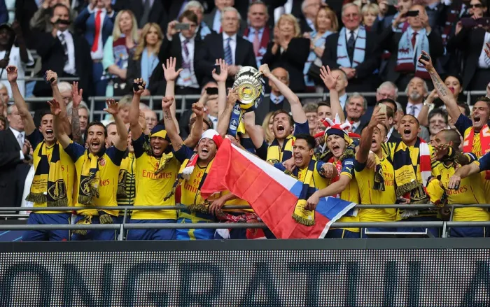 Framed Print : Arsenal FC Celebrates FA Cup Victory: Arsenal vs. Aston Villa, Wembley Stadium, 2015
