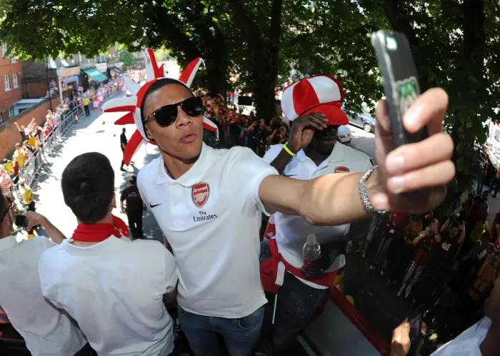 Framed Print : Arsenal FC: Celebrating FA Cup Victory - Kieran Gibbs Leads the Parade Framed Print : Arsenal FC: Celebrating FA Cup Victory - Kieran Gibbs Leads the Parade