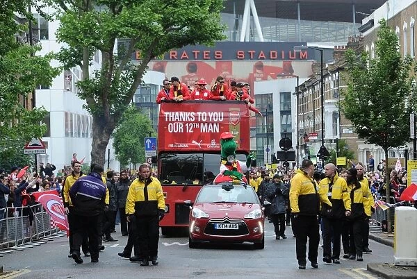 Arsenal FC: Celebrating FA Cup Victory - Parade with the Trophy at Emirates Stadium (2014-15)