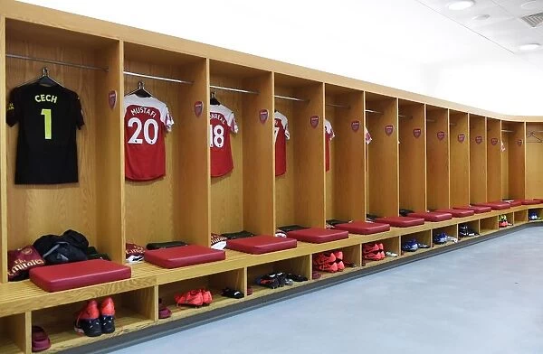 Arsenal FC Changing Room Before Arsenal vs. Chelsea Premier League Clash at Emirates Stadium