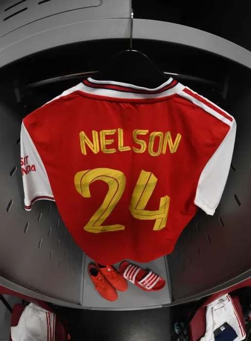 Framed Print : Arsenal FC at Colorado Rapids: Pre-Season Friendly - Reiss Nelson's Jersey in Arsenal Changing Room Framed Print : Arsenal FC at Colorado Rapids: Pre-Season Friendly - Reiss Nelson's Jersey in Arsenal Changing Room