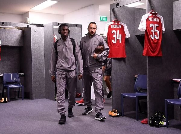 Arsenal FC: Eddie Nketiah and David Ospina in the Changing Room before Sydney Match, 2017