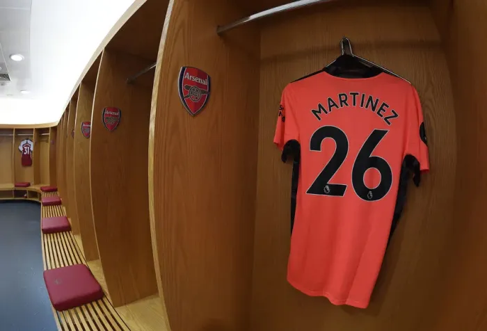 Framed Print : Arsenal FC: Emiliano Martinez's Hanging Jersey in Emirates Stadium Changing Room (Arsenal v Watford, 2019-20) Framed Print : Arsenal FC: Emiliano Martinez's Hanging Jersey in Emirates Stadium Changing Room (Arsenal v Watford, 2019-20)