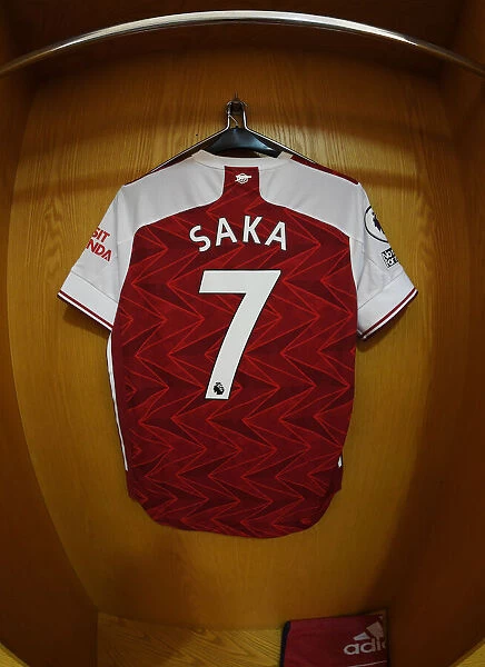 Arsenal FC: Emirates Stadium - Arsenal vs Aston Villa (Behind Closed Doors), 2020-21: Bukayo Saka's Hanging Shirt