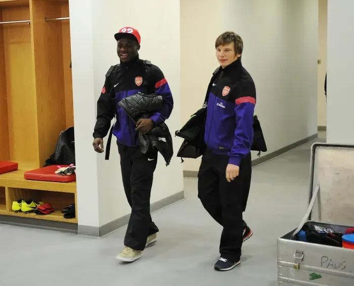 Framed Print : Arsenal FC: Emmanuel Frimpong and Andrey Arshavin Pre-Match Moment vs. West Ham United (Premier League, 2012-13)