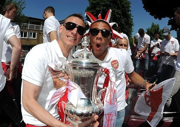 Arsenal FC: FA Cup Victory Parade - Celebrating with Koscielny and Gibbs, London 2014: Arsenal Trophy Parade with Laurent Koscielny and Kieran Gibbs