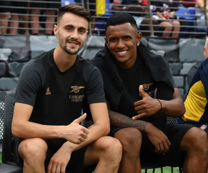 Framed Print : Arsenal FC: Fabio Vieira and Marquinhos Pre-Season Training in Baltimore Before Arsenal vs. Everton Match
