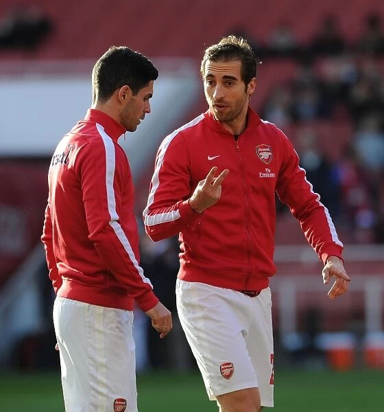 Arsenal FC: Flamini and Arteta Before the Arsenal v Liverpool FA Cup Clash