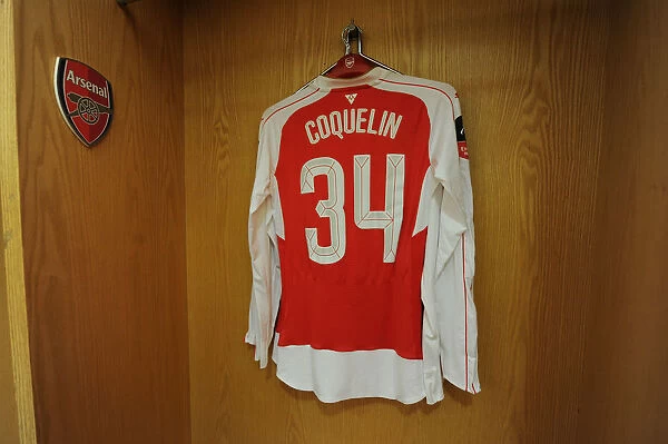 Arsenal FC: Francis Coquelin's FA Cup Fourth Round Shirt in The Emirates Dressing Room