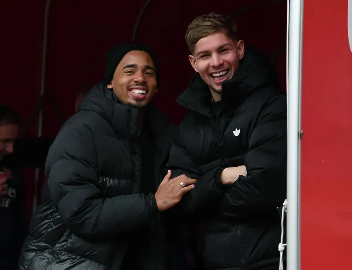 Framed Print : Arsenal FC: Gabriel Jesus and Emile Smith Rowe Pre-Match Chat at Emirates Stadium (Arsenal v Brentford, 2022-23) Framed Print : Arsenal FC: Gabriel Jesus and Emile Smith Rowe Pre-Match Chat at Emirates Stadium (Arsenal v Brentford, 2022-23)