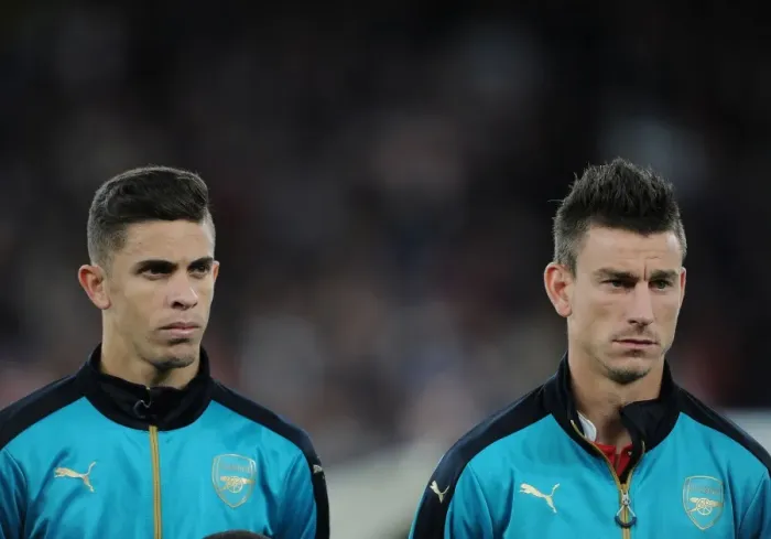Framed Print : Arsenal FC: Gabriel and Koscielny - United Before Arsenal vs. Olympiacos (2015 / 16 UEFA Champions League) Framed Print : Arsenal FC: Gabriel and Koscielny - United Before Arsenal vs. Olympiacos (2015 / 16 UEFA Champions League)