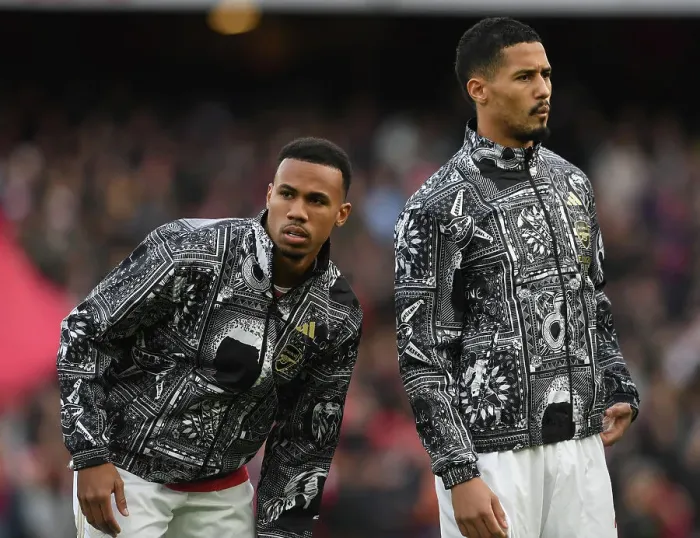 Framed Print : Arsenal FC: Gabriel Magalhaes and William Saliba Pre-Match at Emirates Stadium (Arsenal v Brighton & Hove Albion 2023-24) Framed Print : Arsenal FC: Gabriel Magalhaes and William Saliba Pre-Match at Emirates Stadium (Arsenal v Brighton & Hove Albion 2023-24)