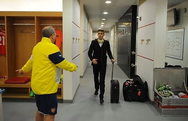 Arsenal FC: Gabriel and Vic Akers in the Home Changing Room before FA Cup Match vs Middlesbrough