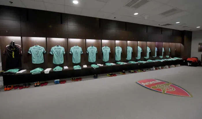 Framed Print : Arsenal FC: A Glimpse into the Changing Room before the Arsenal vs. Paris Saint-Germain Pre-Season Friendly, 2018-19