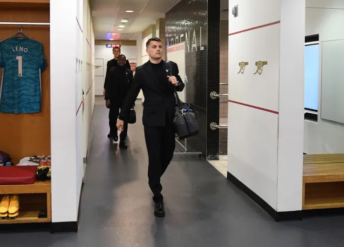 Framed Print : Arsenal FC: Granit Xhaka in the Changing Room Before Arsenal vs Newcastle United (Premier League, 2019-20) Framed Print : Arsenal FC: Granit Xhaka in the Changing Room Before Arsenal vs Newcastle United (Premier League, 2019-20)