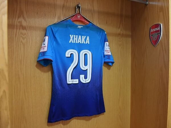 Arsenal FC: Granit Xhaka's Emirates Cup Jersey in the Changing Room