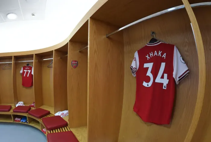 Framed Print : Arsenal FC: Granit Xhaka's Jersey in Emirates Changing Room (Arsenal v AFC Bournemouth, 2019-20) Framed Print : Arsenal FC: Granit Xhaka's Jersey in Emirates Changing Room (Arsenal v AFC Bournemouth, 2019-20)