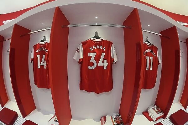Arsenal FC: Granit Xhaka's Empty Shirt in Arsenal Changing Room Before Arsenal v Newcastle United (2022-23)